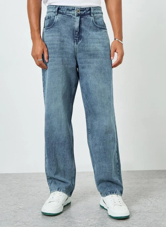 Styli Men Loose Fit Faded Jeans